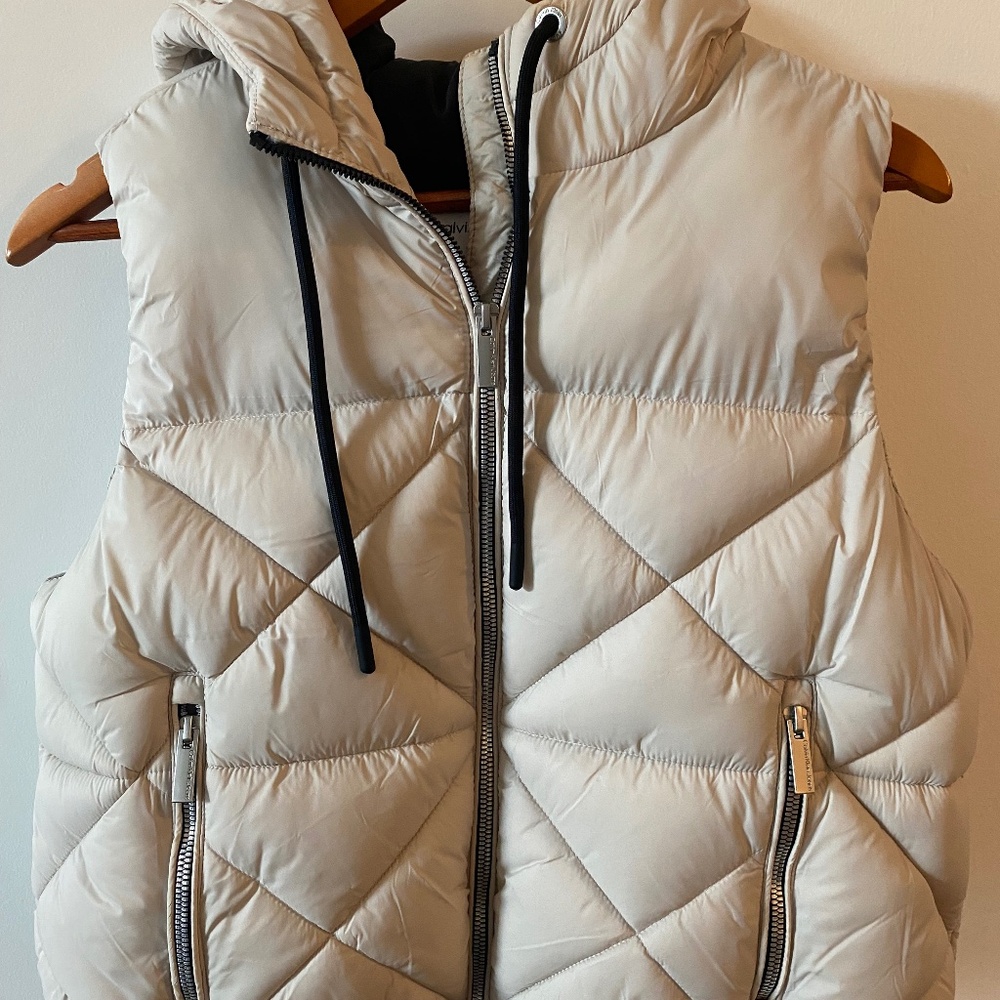 Cream and Black Puffer Vest w/Pockets